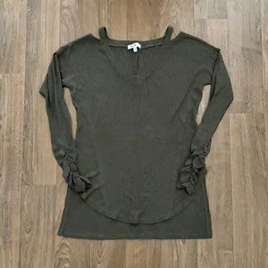 William Rast Hunter Green Long Sleeve Waffle Top Small